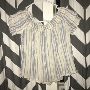 Off the shoulder striped shirt